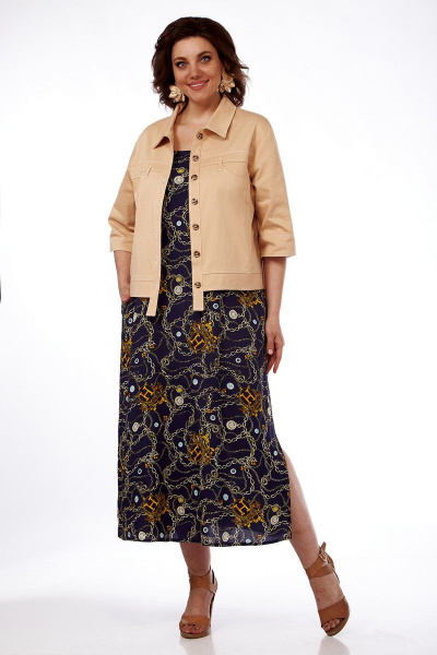 Летний жакет прямого силуэта из текстиля и хлопка Matini 4.1614-1 горчица - фото 5