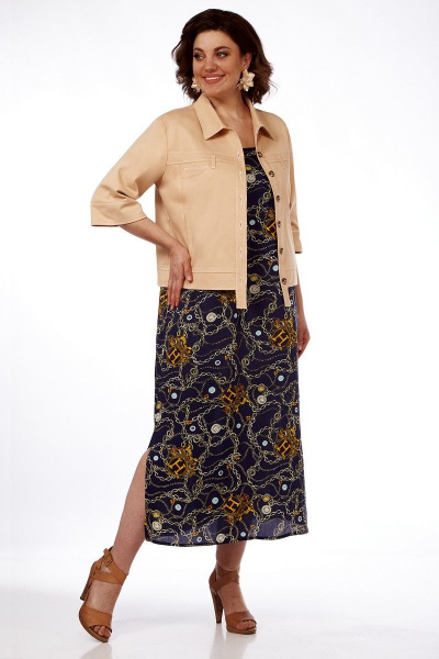 Летний жакет прямого силуэта из текстиля и хлопка Matini 4.1614-1 горчица - фото 4