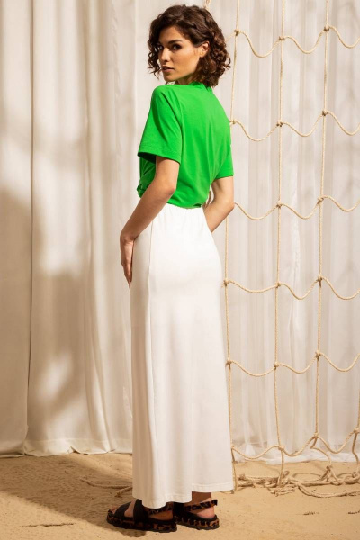 Зеленая майка из хлопкового трикотажа с декором печати Nova Line 20748 зеленый - фото 4