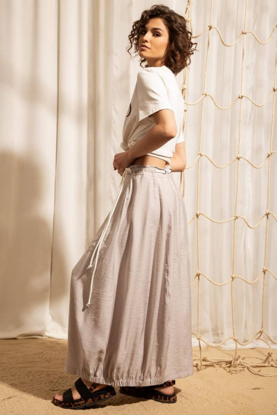 Длинная юбка бохо с резинкой и карманами Nova Line 3790 бежевый - фото 4