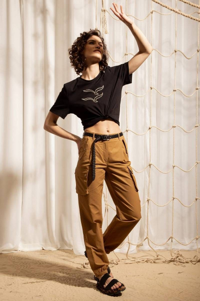 Брюки-карго с накладными карманами и застежкой на кнопки Nova Line 40102 тоффи - фото 7