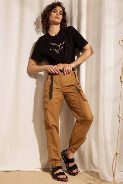 Брюки-карго с накладными карманами и застежкой на кнопки Nova Line 40102 тоффи - фото 5