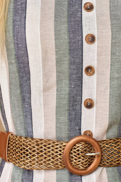 Платье на каждый день из ткани с декоративной булавкой и шлицей Линия Л Б-1815 серо-зеленый - фото 3