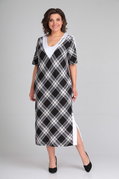 Платье из вискозы с шлицами и отделочной тканью Диомант 1872 - фото 4