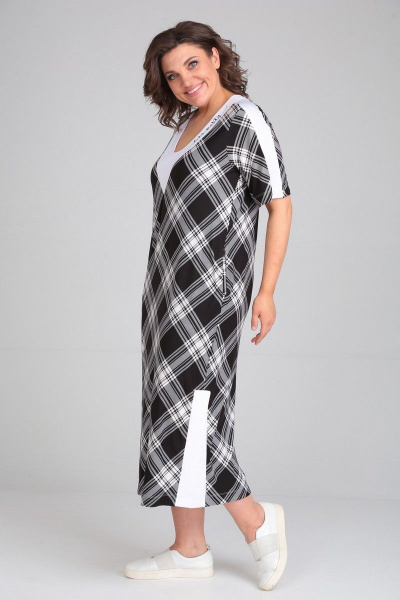 Платье из вискозы с шлицами и отделочной тканью Диомант 1872 - фото 9