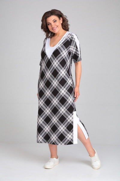 Платье из вискозы с шлицами и отделочной тканью Диомант 1872 - фото 7