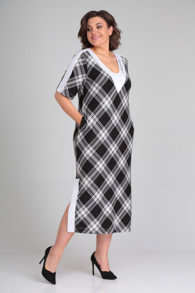 Платье из вискозы с шлицами и отделочной тканью Диомант 1872 - фото 5