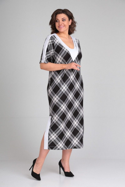 Платье из вискозы с шлицами и отделочной тканью Диомант 1872 - фото 1