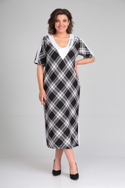 Платье из вискозы с шлицами и отделочной тканью Диомант 1872 - фото 2