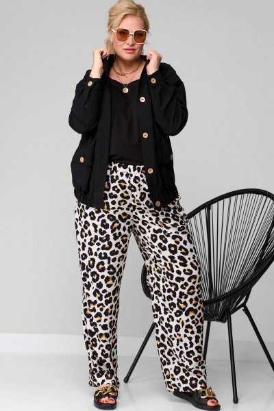 Брюки палаццо свободного силуэта из струящейся вискозы SOVA 11140 леопард - фото 10