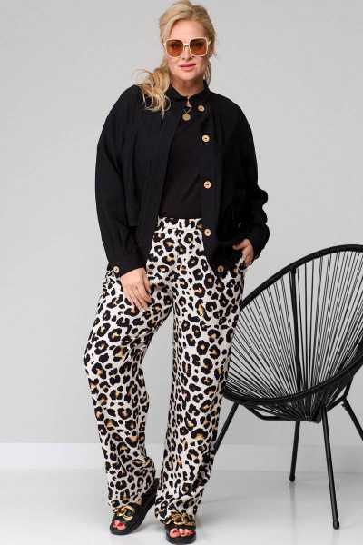 Брюки палаццо свободного силуэта из струящейся вискозы SOVA 11140 леопард - фото 9