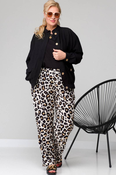 Брюки палаццо свободного силуэта из струящейся вискозы SOVA 11140 леопард - фото 8