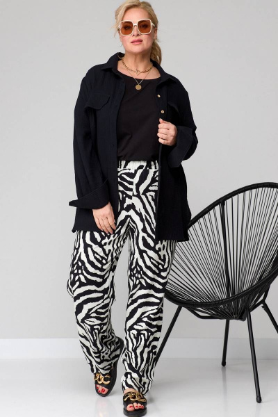 Модные брюки палаццо из струящейся вискозы для летних образов SOVA 11140 зебра - фото 8