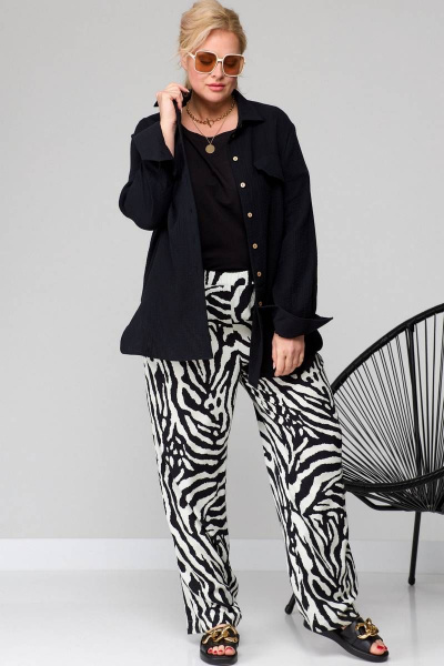 Модные брюки палаццо из струящейся вискозы для летних образов SOVA 11140 зебра - фото 7