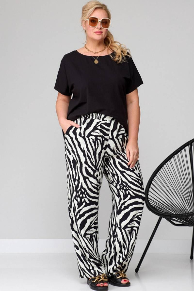 Модные брюки палаццо из струящейся вискозы для летних образов SOVA 11140 зебра - фото 2