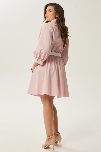 Летнее хлопковое платье с поясом и простым кроем Condra 4385 розовый - фото 5