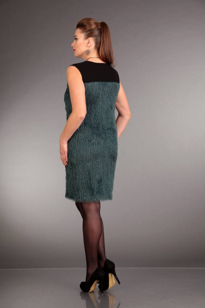 Платье нарядное из трикотажа длиной 92 см Liona Style 561 зеленый - фото 2