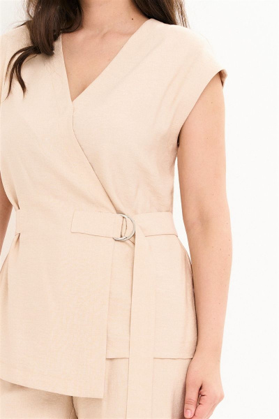 Комплект блуза и брюки классический прямой крой элегантный Магия моды 2247 ваниль - фото 4