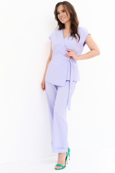 Комплект блуза и брюк классический прямой крой элегантный Магия моды 2247 лаванда - фото 2