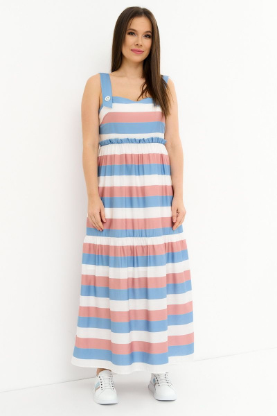 Легкий сарафан свободного кроя с боковыми карманами Магия моды 2265 полоска - фото 5