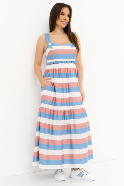 Легкий сарафан свободного кроя с боковыми карманами Магия моды 2265 полоска - фото 4