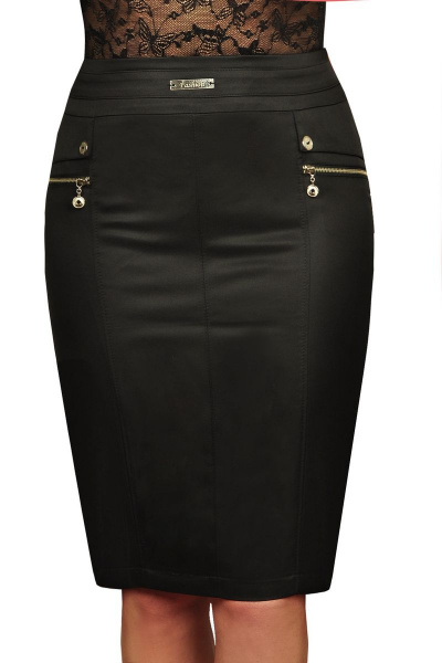 Классическая юбка из текстиля на потайной молнии Klever 387 черный - фото 1