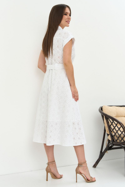 Платье из хлопка с вышивкой и приталенным силуэтом Магия моды 2262 белый - фото 3