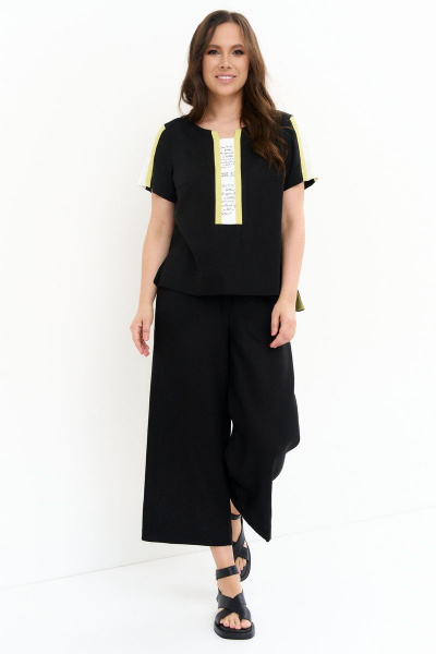 Комплект блуза и брюк укороченные из поливискозы комфортный Магия моды 2270 черный - фото 6