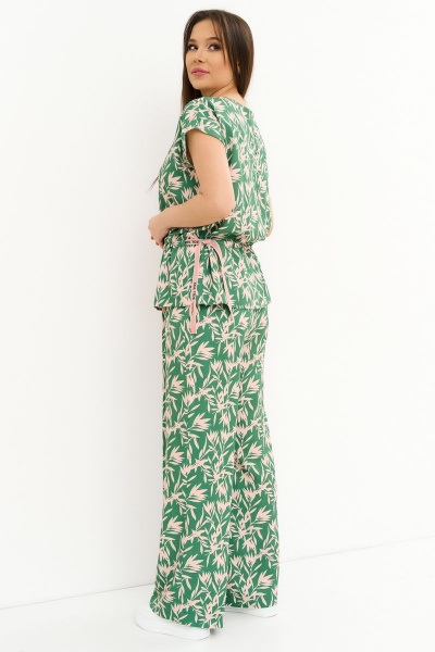 Блуза, брюки Магия моды 2272 зеленый_розовый - фото 3