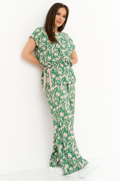 Блуза, брюки Магия моды 2272 зеленый_розовый - фото 1