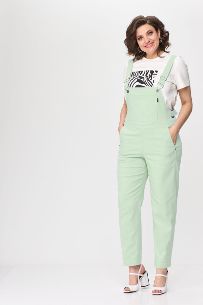 Комбинезон с футболкой в спортивном стиле из джинса и текстиля Bonna Image 820 мятный - фото 1