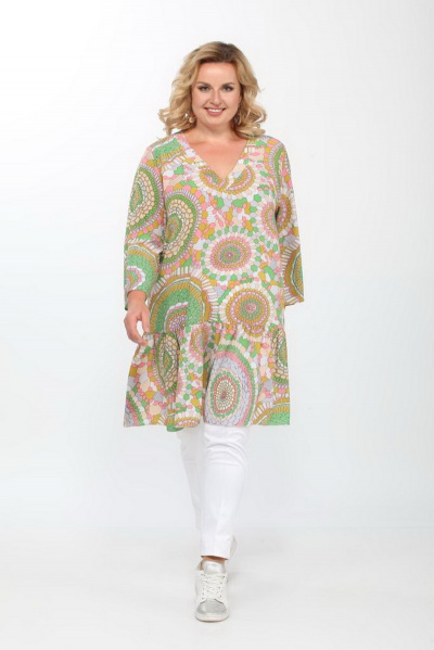 Туника А силуэта с присборенным воланом и вырезом В-образным Djerza 0149 - фото 1