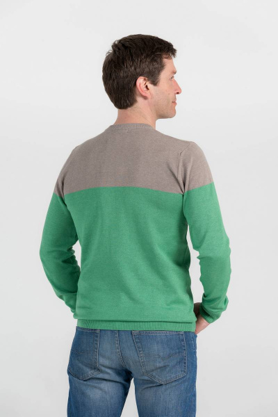Джемпер классический из европейской пряжи серый зеленый Subota 2301 зелено-серый(170/176) - фото 3
