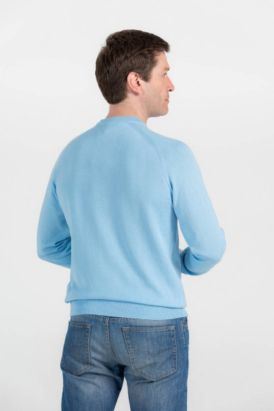 Голубой хлопковый джемпер с круглым вырезом Subota 2016 голубой(170/176) - фото 3