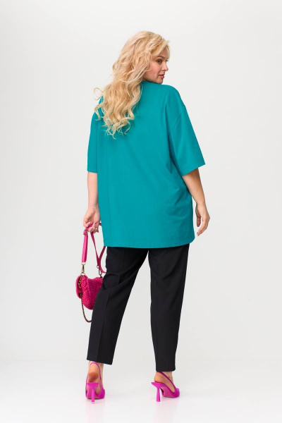 Майка из трикотажа с пайетками в летнем стиле Avenue 0314 бирюза - фото 4