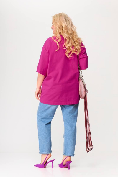 Трикотажная майка летняя с пайетками для повседневного стиля Avenue 0314-1 фуксия - фото 3
