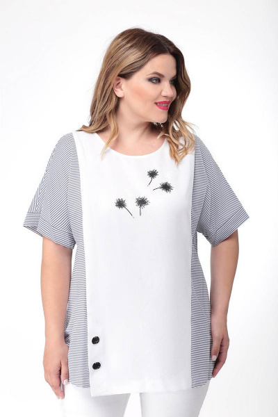 Блуза легкая летняя из льна и текстиля DaLi 2458А - фото 1