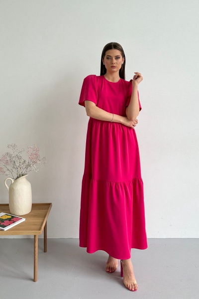 Платье макси с коротким рукавом и двухъярусной юбкой AURA otd 3206 - фото 6