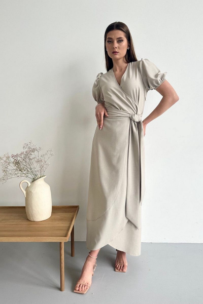Макси платье на запах с коротким рукавом и скругленным низом AURA otd 3213 - фото 2