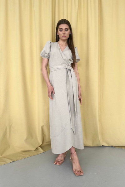 Макси платье на запах с коротким рукавом и скругленным низом AURA otd 3213 - фото 1