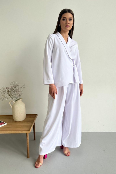 Белые палаццо брюки из хлопка для ежедневного образа AURA otd 4092 - фото 4