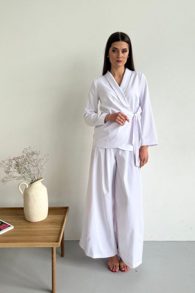 Белые палаццо брюки из хлопка для ежедневного образа AURA otd 4092 - фото 3