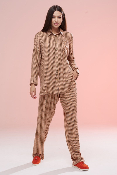 Летний комплект из вискозы: классическая рубашка и прямые брюки Ларс Стиль 779 - фото 2