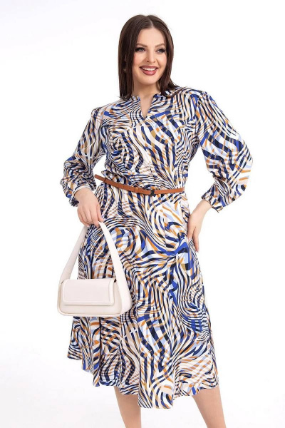 Платье Daloria 1508 бежевый-синий - фото 5