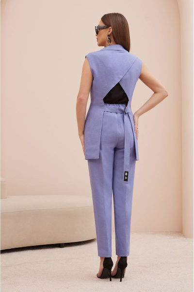 Леновый деловой костюм с жилетом и брюками с коттонами Lissana 4738 - фото 11