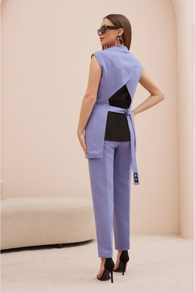 Леновый деловой костюм с жилетом и брюками с коттонами Lissana 4738 - фото 9