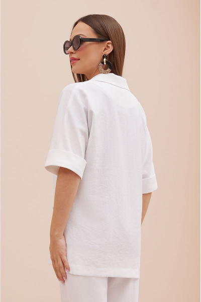 Деловой белый костюм: жакет с воротником и брючный костюм Lissana 4740 - фото 9