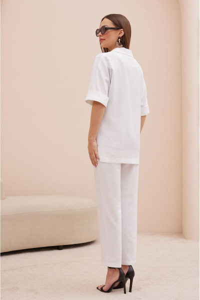 Деловой белый костюм: жакет с воротником и брючный костюм Lissana 4740 - фото 8