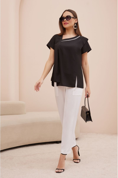 Деловой белый костюм: жакет с воротником и брючный костюм Lissana 4740 - фото 6