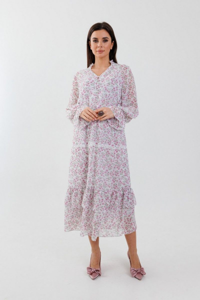Платье из шифона с поясом и регулируемыми бретелями Anelli 1336 нежность - фото 1